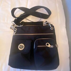 Baggallini Black Crossbody Bag with Silver Details